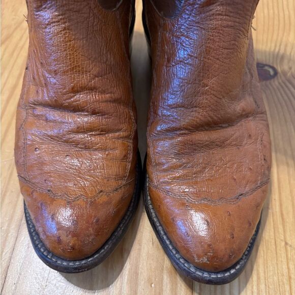 Vintage Tony Lama Exotic Ostrich Quill Western Cowboy Boots 8D Made in USA - Picture 3 of 14